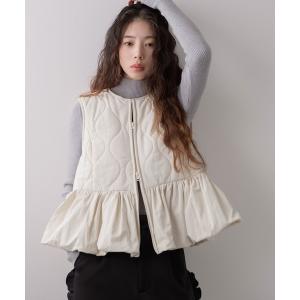 ベスト ジレ フレアキルティングベスト レディース