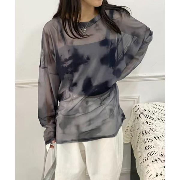 tシャツ タイダイ柄シアートップス レディース