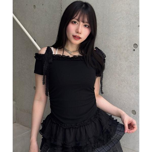 tシャツ オフショルダーフリルトップス レディース メンズ
