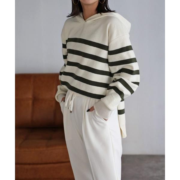 「Bonjour Sagan」 ニットパーカー FREE カーキ レディース