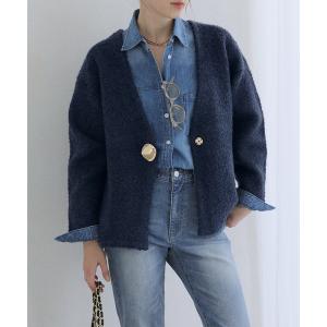 コート アウター 「洗える」ブークレニットジャケット レディース