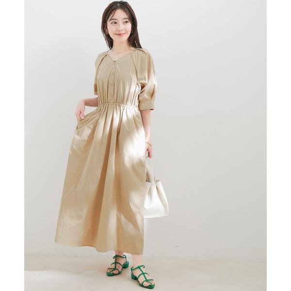 「VIS」 半袖ワンピース M ベージュ レディース