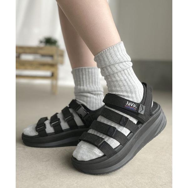 「Java」 フラットサンダル 24.5cm ブラック レディース