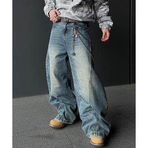 ジーンズ 「ABREATH」カーブドワイドデニムパンツ メンズ レディース