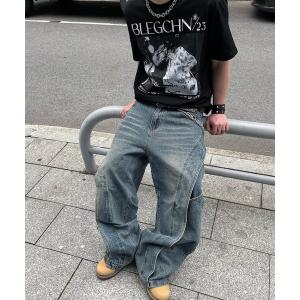 ジーンズ 「ABREATH」ミルフィーユデザインワイドデニムパンツ メンズ レディース