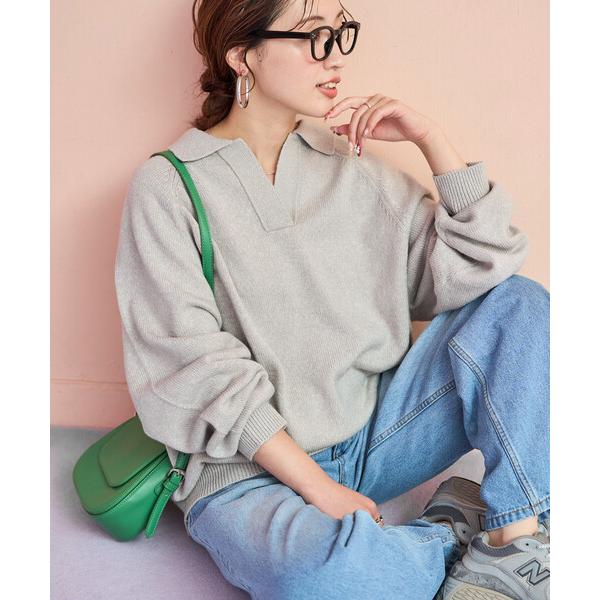 ニット セーター 限定展開　ポロ襟 スキッパー ニット プルオーバー レディース
