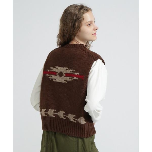 ベスト ジレ 「直営店限定」PATTERN KINT VEST/パターンニットベスト レディース