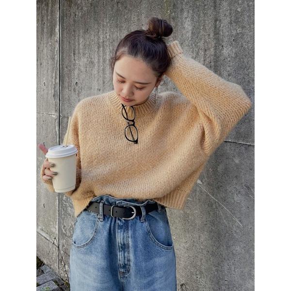 ニット セーター カラーモヘヤ混ルーズニット レディース