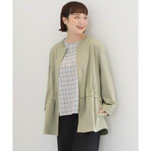 ブルゾン アウター 「L〜5L 大きいサイズ」綿・ナイロンツイルリブカラーショートコート レディース