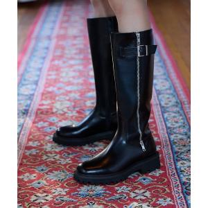 ブーツ Lyndon リンドン バックルサイドジップロングブーツ レディース