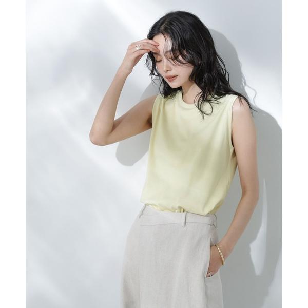 「NANO universe」 ノースリーブトップス M ライトイエロー レディース