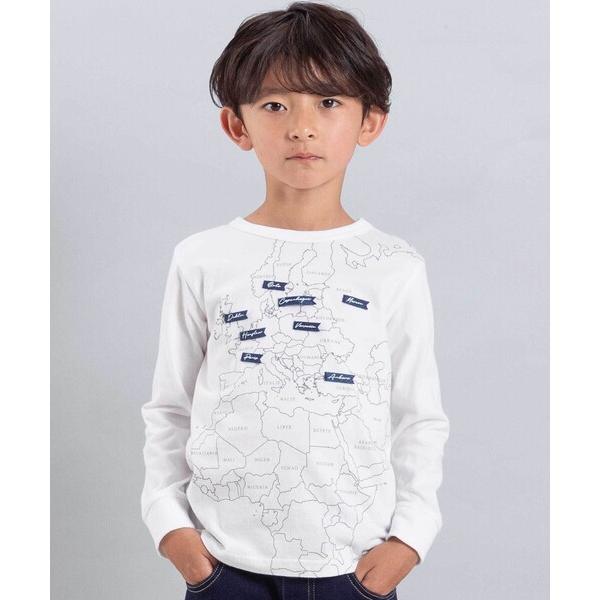 tシャツ 「抗菌・防臭」MAP＆FLAG袖リブ天竺長袖Tシャツ キッズ 子供服 男の子 女の子