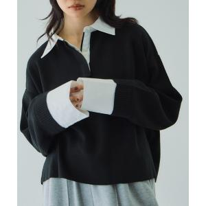 ニット セーター シャツカラーポロニットプルオーバー「手洗い可能」 レディース