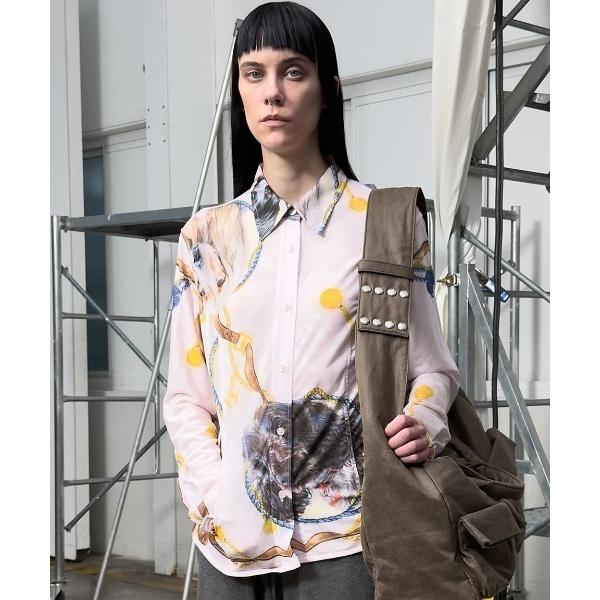 ブラウス シャツ OPEN Yy/オープンワイワイ/MESH PET CLUB PRINT SHIR...