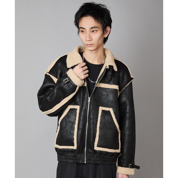 ムートンジャケット ムートンコート Piping design Shearling coat/パイピ...