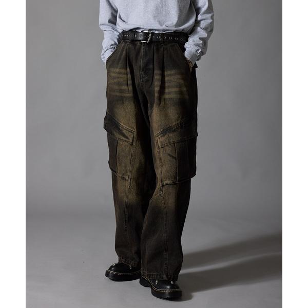 ジーンズ Distressed Cargo Wide Pants / ダメージ加工カーゴワイドパンツ...