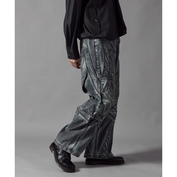 ジーンズ Wide-leg Distressed Denim Pants / ワイドシルエット 汚れ...