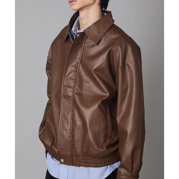 ブルゾン アウター Zip-Up Faux Leather Jacket/ジップアップフェイクレザー...