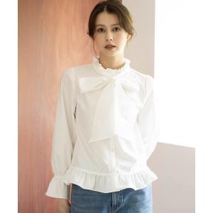ブラウス シャツ ボウタイフリルブラウス レディース