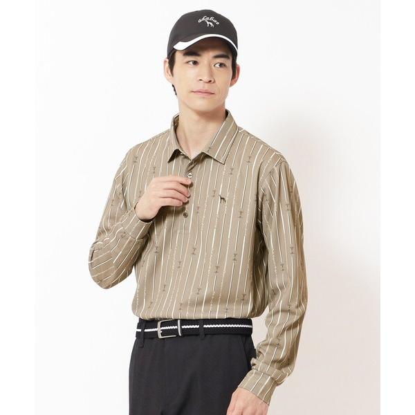 ポロシャツ 「吸水速乾」ビットストライプ長袖ポロシャツ メンズ