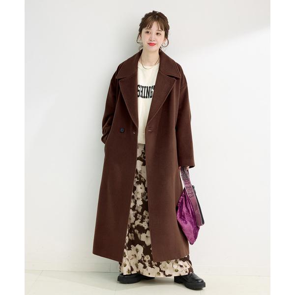 コート アウター ショートメルトモッサテイラーボクシーロング レディース