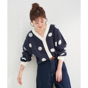カーディガン ドットショートカーディガン レディース