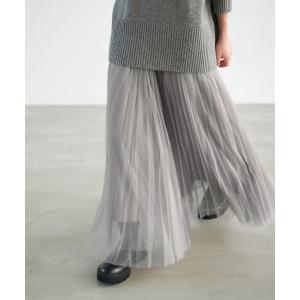 スカート ランダムチュールプリーツスカート