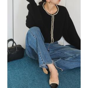 カーディガン パールカーディガン レディース