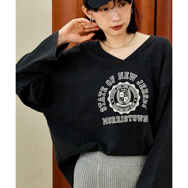 tシャツ ヴィンテージライク 2way フットボールロンT レディース