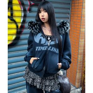 パーカー A'GEM/9 × .kom 「A'gem/エージェム」 ファー付加工ジップアップパーカー レディース メンズ