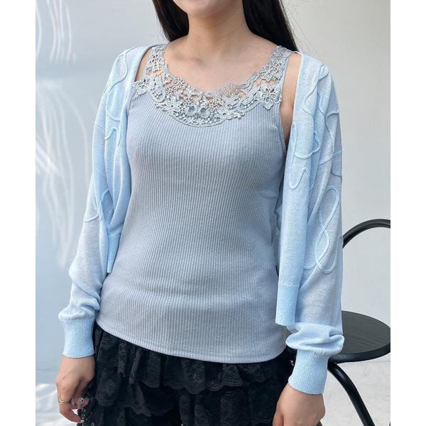 「AS KNOW AS plus」 ノースリーブトップス FREE サックスブルー レディース