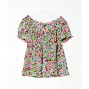 「nanette lepore」 花柄半袖ブラウス - ブルー レディース