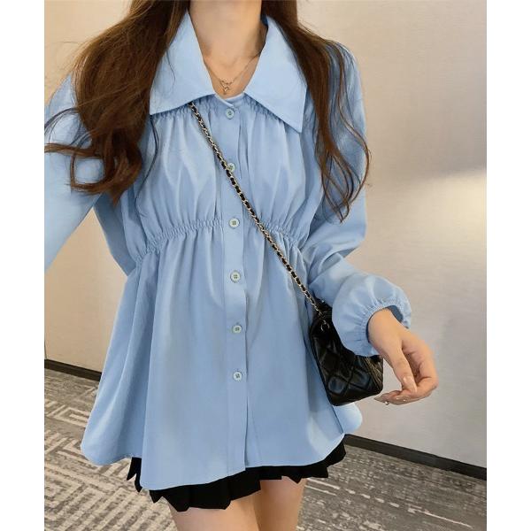 ブラウス シャツ 選べる2TYPE Vネック＆襟付きティアードデザインブラウス レディース