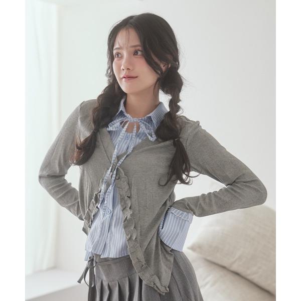 ブラウス シャツ frill merge shirt tops / フリルマージシャツトップス レデ...