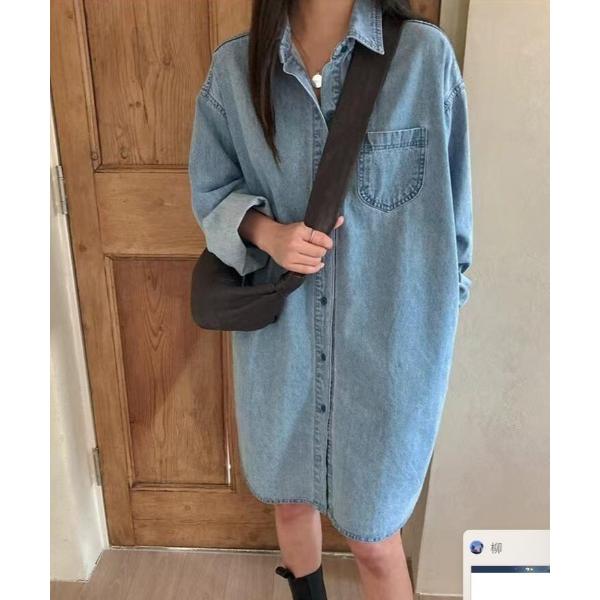 ワンピース シャツカット ルーズフィット デニムワンピース