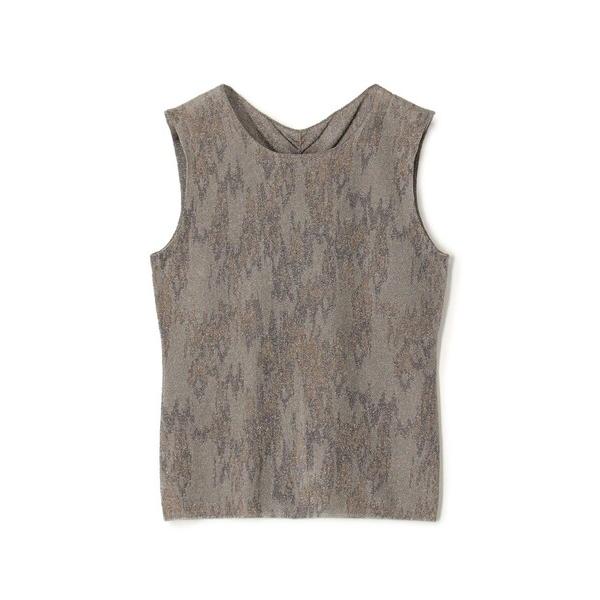 ニット セーター ソフトラメジャカード ノースリーブプルオーバー レディース