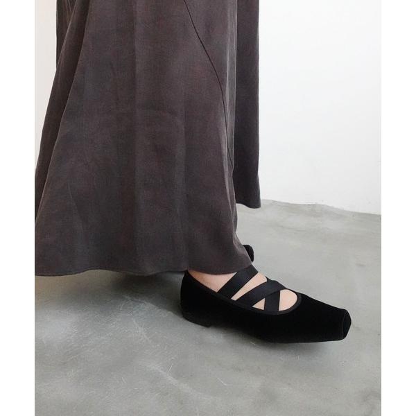 バレエシューズ パンプス スクエアバレエフラットパンプス