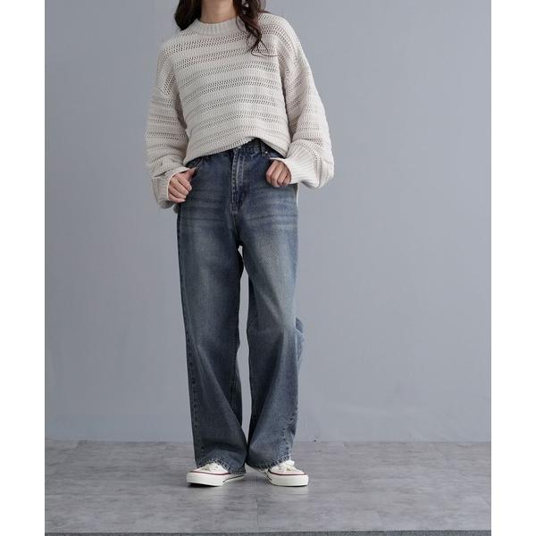 ジーンズ デニム デニムパンツ スラブデニム5ポケワイドパンツ レディース