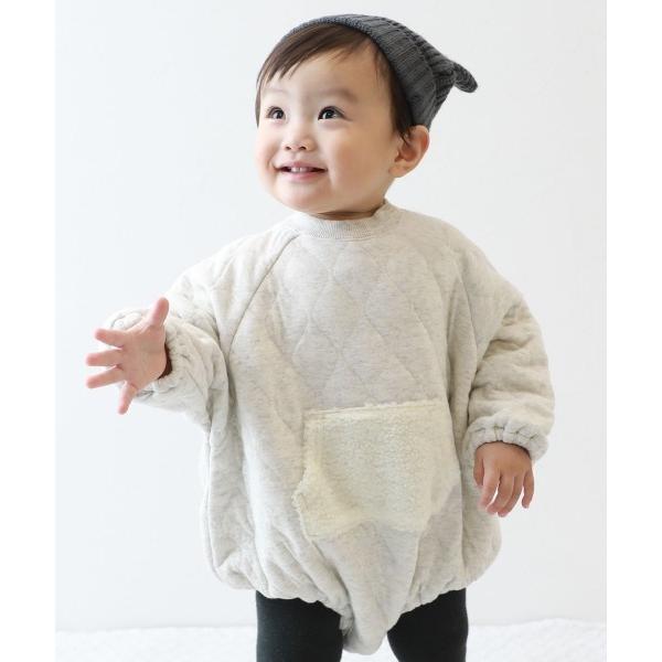 ベビー服 ロンパース ニットキルト ボアポケットロンパース