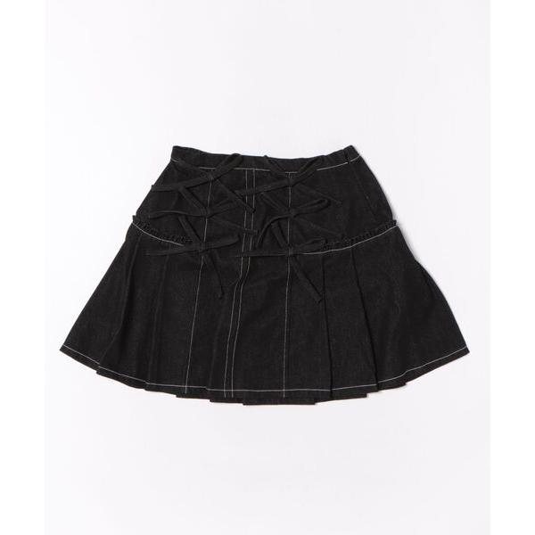 スカート リボンリボンプリーツミニスカート