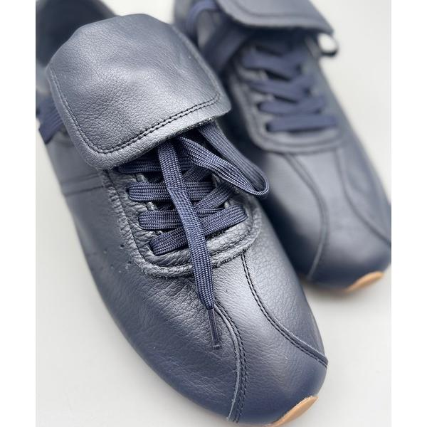 スニーカー 折り返しシュータンソフトレザースニーカー レディース