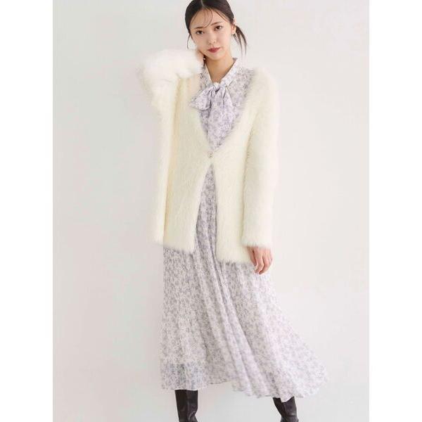 カーディガン ファーライクシャギーミドルカーディガン レディース