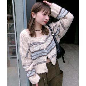 ニット セーター 「お気に入り1.5万人突破！/2WAY」ボーダーモヘアライクニット レディース