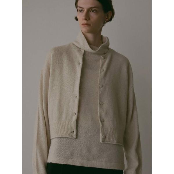 カーディガン ＦＯＸブレンドクルーネックカーディガン レディース