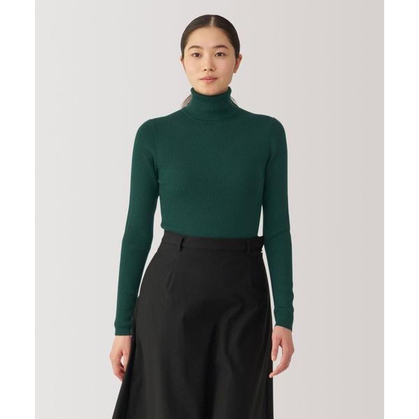 ニット セーター 婦人　洗えるウールハイゲージリブタートルネックセーター レディース