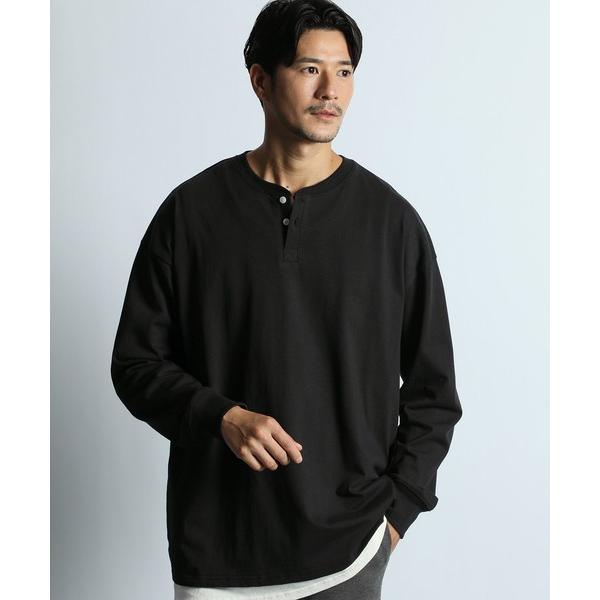 tシャツ 8オンス ヘビーウェイト オーバーサイズ ヘンリーネック ロンT メンズ