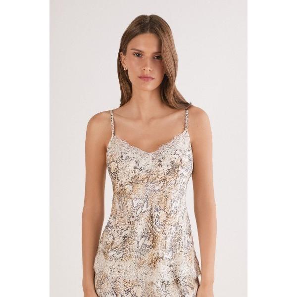 インナーシャツ 肌着 Seductive Glamour スネークプリント ビスコースサテン トップ...