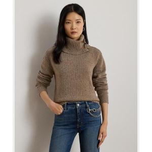 ニット セーター バックルトリム メランジ タートルネック セーター レディース