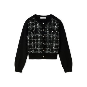 カーディガン ツィードドッキングニットカーディガン レディース