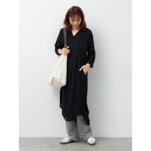 ワンピース 麻レーヨンシャツワンピース